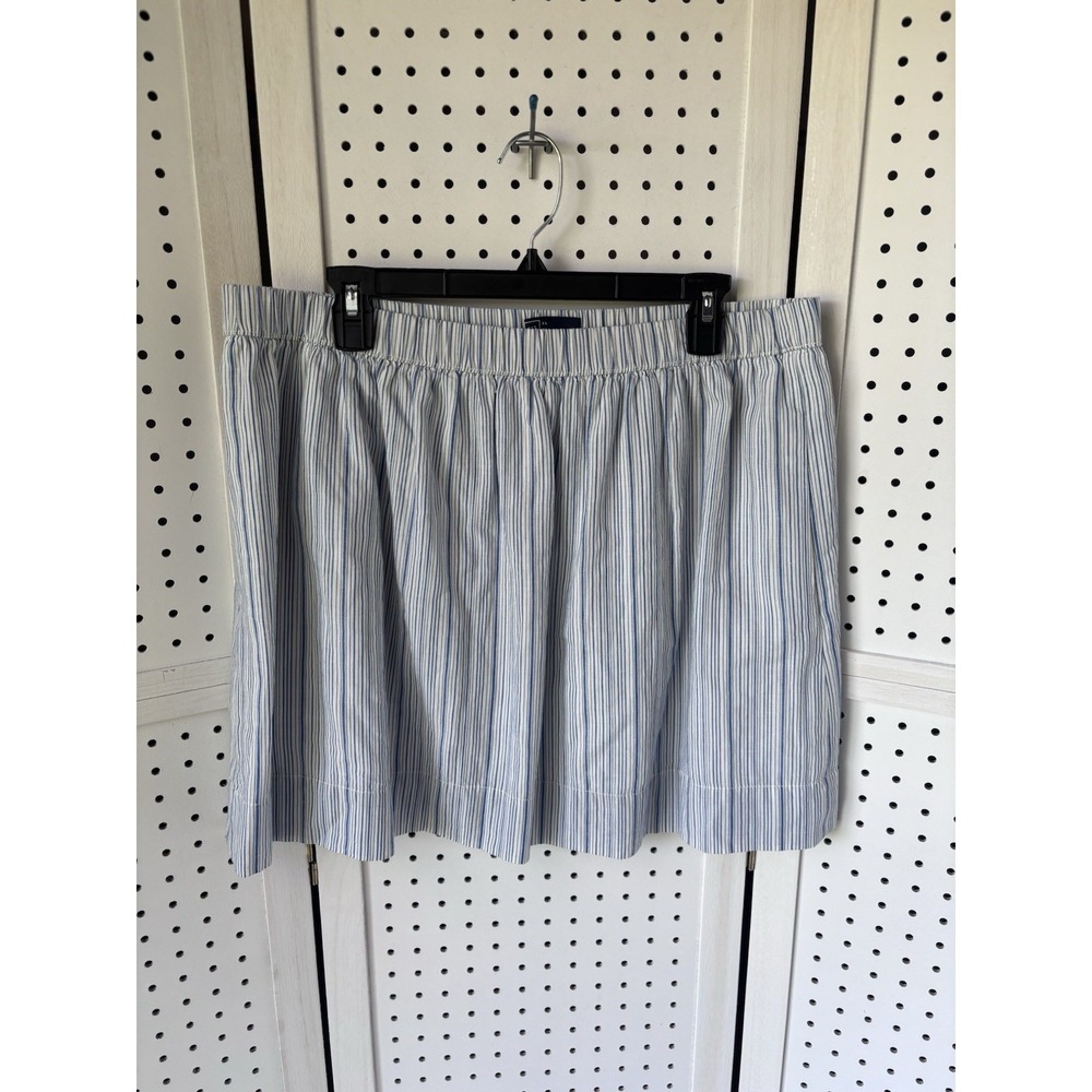 GAP Cotton Linen Mini Skirt Blue White Striped Preppy Beach Coastal Women's XL